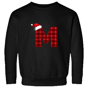 Discover Christmas Plaid Initial Letter M Monogram Santa Hat Graphic Sweatshirts