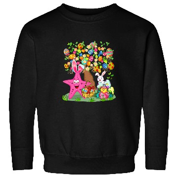 Discover Bunny Starfish Hunting Easter Eggs With Chick Cute Tree Sweatshirts