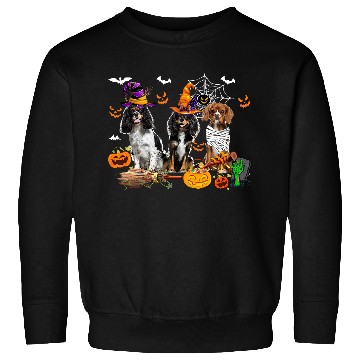 Discover Three Cavalier King Charles Spaniel Dogs Mummy Witch Lover Sweatshirts