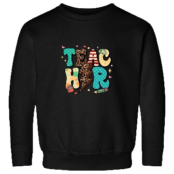 Discover Teacher Job Leopard Lighting Teacher Back To School Teacher Life Sweatshirts