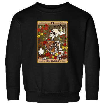 Discover Reading Book The Reader Tarot Card Skeletons Bookish Mystical Librarian Reader Sweatshirts