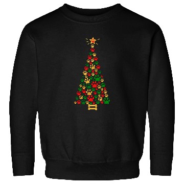 Discover Dog Lovers Cute and Funny Dog Paws Prints Tree Christmas Sweatshirts