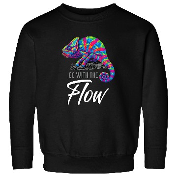 Discover Go With the Flow Rainbow Chameleon Art Sweatshirts
