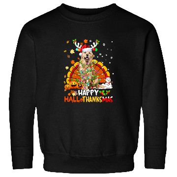 Discover Happy Hallothanksmas Golden Dog Halloween Merry Christmas 268 Sweatshirts