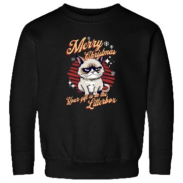 Discover Angry Cat Christmas Meme Merry xmass 2Ugly Christmas Cat Sweatshirts