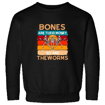 Discover Skeletons Skulls Bones Are Their Money Skeletons Playing Guitar Retro vintages Skull Sweatshirts