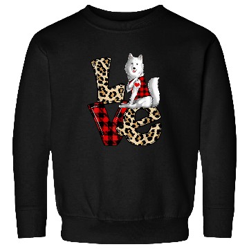 Discover Dog Samoyed Love Leopard Plaid Happy Valentines Day Dog Lover Sweatshirts