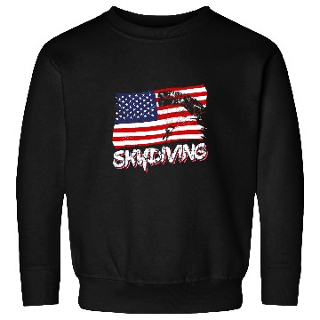 Discover Skydiving Gift Skydive Parachute Skydiver Parachutist USA Flag Distressed Sweatshirts