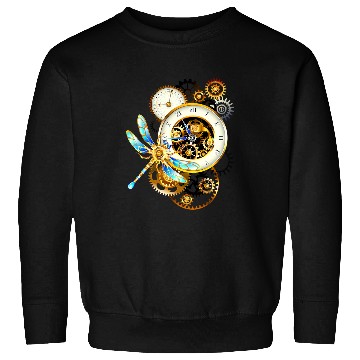 Discover Steampunk Dragonfly Clock Sweatshirts