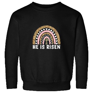 Discover Christian He Is Risen Leopard Rainbow Christian Jesus Happy Easter Day Christ Sweatshirts