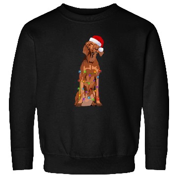 Discover Dog Vizsla Christmas Lights xmass Dog Lover Santa Hat Sweatshirts