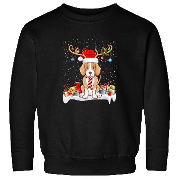 Discover Funny xmass Lighting Reindeer Santa Hat Foxhound Christmas Sweatshirts