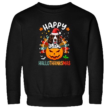 Discover Happy Hallothanksmas English Springer Spaniel Pumpkin Turkey Sweatshirts