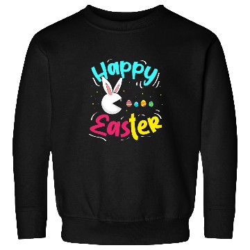 Discover Rabbits Happy Easter Cute Rabbit Eating Easter Eggs Easter Sunday Sweatshirts