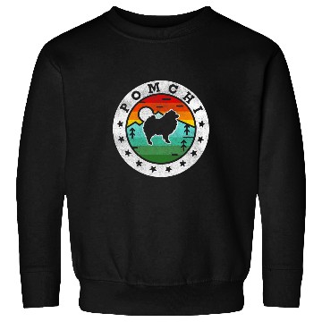 Discover vintages Pomchi Retro Dog Mom Dad Sweatshirts