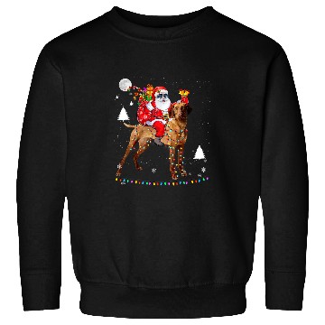 Discover Dog Vizsla Christmas Santa Claus Riding Vizsla Dog Lights xmass Holiday Sweatshirts