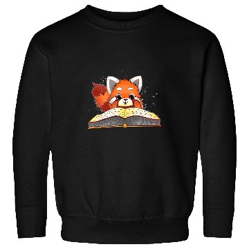 Discover Reading Book Cute Red Panda Reading a Book Lover Bookworm Love Reader Sweatshirts