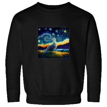 Discover Seagull Lover Surrealism Starry Night Seagull Sweatshirts