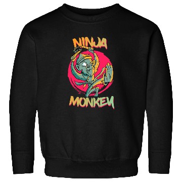 Discover Funny Ninja Monkey Martial Art Karate Monkey Banana Sweatshirts
