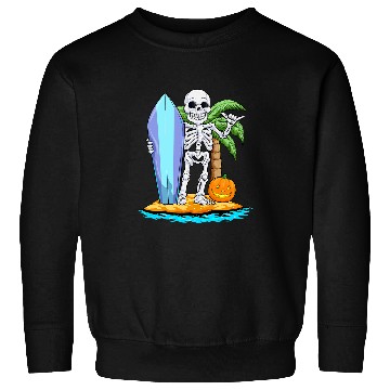 Discover Skeletons Skulls Surfing Halloween Jack O Lantern Pumpkin Surfer Skull Sweatshirts