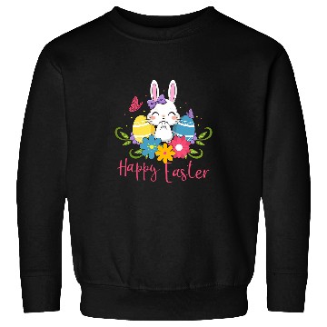 Discover Rabbits Happy Easter Cute Rabbit Bunny Spring Easter Egg Hunt Sunday Sweatshirts