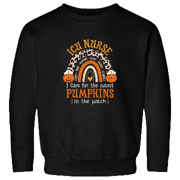 Discover ICU nurses Rainbow Leopard Halloween Intensive Care Unit Sweatshirts