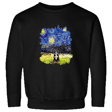 Discover Starry Night Impressionist Dog Art Bernese Mountain Sweatshirts