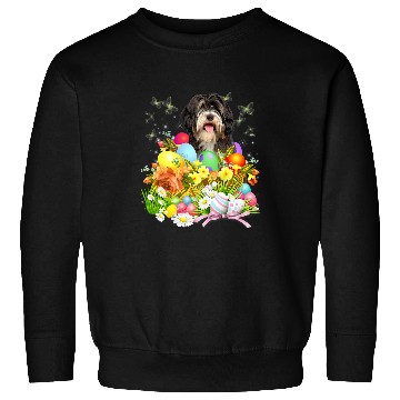 Discover Tibetan Terrier Bunny Dog With Easter Eggs Basket Cool Sweatshirts