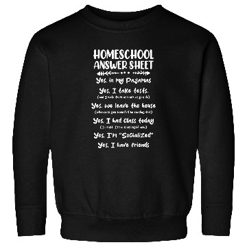 Discover Homeschool Answer Sheet Homeschooling Student Kids Sweatshirts