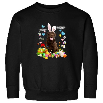Discover Happy Easter Cute Bunny Dog Chocolate Lab Eggs Basket Funny Sweatshirts