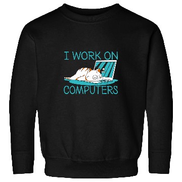Discover Funny I Work On Computers Coder Software Sloth Programmer Sweatshirts