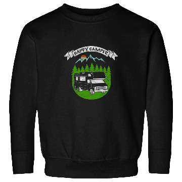 Discover Retro Sunset RV Happy Camper Camping Sweatshirts