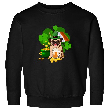 Discover Pug Lover Drinking Beer St Patricks Day Ireland Flag Drinking Pugs Dog Sweatshirts