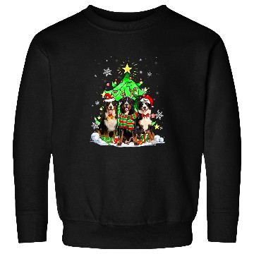 Discover Santa Bernese Mountain Dog Squad Christmas Tree Lights Sweatshirts