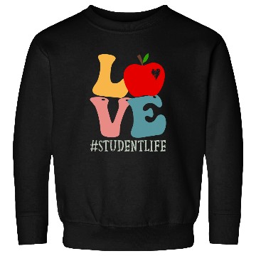 Discover Student Love Apple Groovy Retro Cute Back To School Sweatshirts