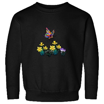 Discover Easter Spring Daffodil Crocus Butterfly Children Sweatshirts