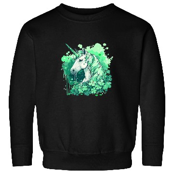 Discover Fantasy Green Clovers Unicorns Design For St Patricks Day Sweatshirts