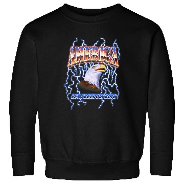 Discover American Bald Eagle Let Freedom Ring Lightning Bolt Sweatshirts