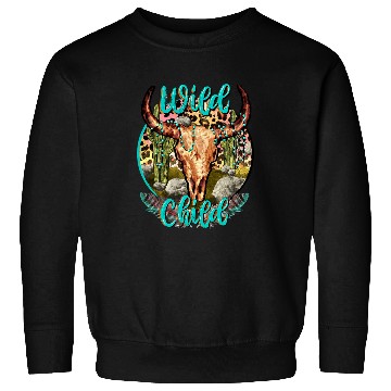 Discover Skeletons Skulls Leopard Boho Bull Skull Cactus Wild Child Western Country Skull Sweatshirts