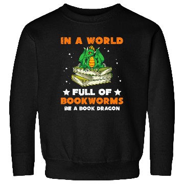 Discover Funny Bookworm Mythical Creature Cute Book Dragon Reading Sweatshirts