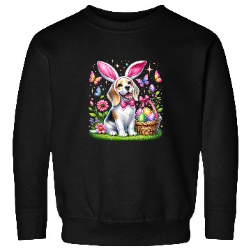 Discover Cute Bunny Beagle Dog Easter Eggs Basket Easter Day Delight Sweatshirts