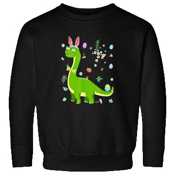 Discover Brontosaurus Bunny Ears Egg Easter Day Dinosaur Dino Kids Sweatshirts