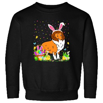 Discover Easter Collie Dog Bunny Egg Hunting Collie Easter Sunday Sweatshirts