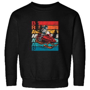 Discover Braap Retro Snowmobiling Skeleton Sweatshirts