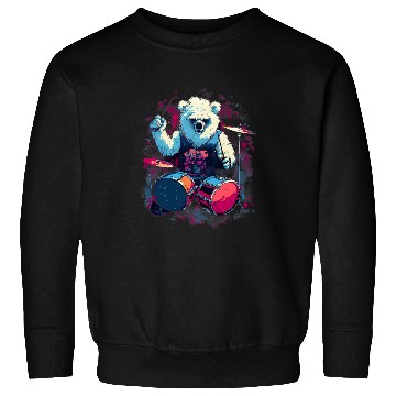 Discover Funny Drummer Rocker Drumming Polar Bear Drummer Sweatshirts