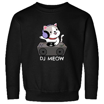Discover Funny Techno Rave Cat Hause Music DJ MEOW Cat Deejay Kitty Sweatshirts