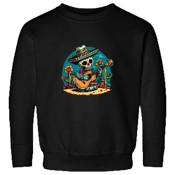 Discover Funny Guitar Cinco De Mayo Sombrero Hat Guitar Flowers Cactus Skull Sweatshirts