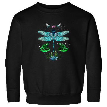 Discover Gothic Dragonfly and Frogs on the Pond with Crystals Toad Sweatshirts