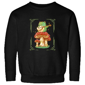 Discover Funny Banjo Frog Cottagecore Aesthetic Grunge clothes Frog Playing Sweatshirts