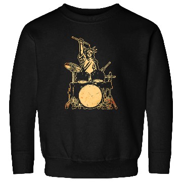 Discover Funny Drummer Statue of Liberty Playing Drums Music Sweatshirts